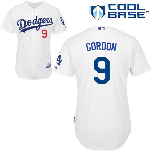 Dee Gordon #9 MLB Jersey-L A Dodgers Men's Authentic Home White Cool Base Baseball Jersey